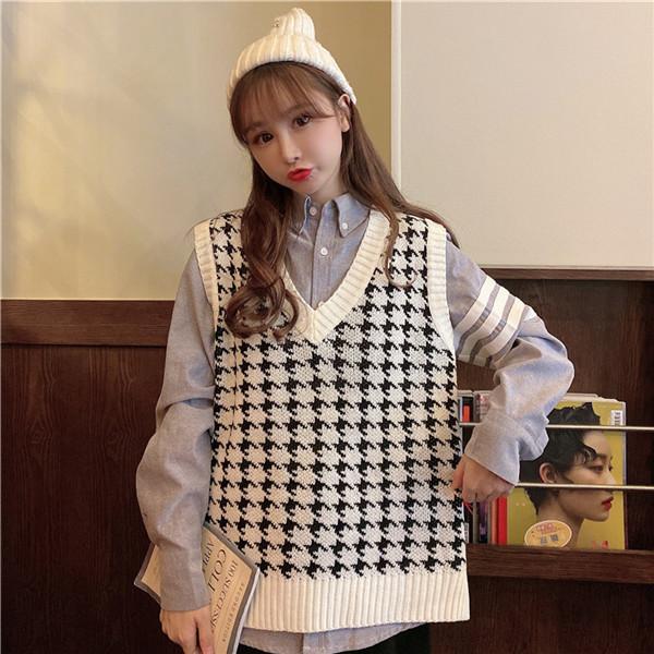 ニットベスト ベスト 千鳥柄 レディース スクールベスト ニットトップス ノースリーブ 入学式 卒業式 スクール風 高校生 暖かい 人気急上昇 送料無料 50novvmxmj16 中島ストアー 通販 Yahoo ショッピング