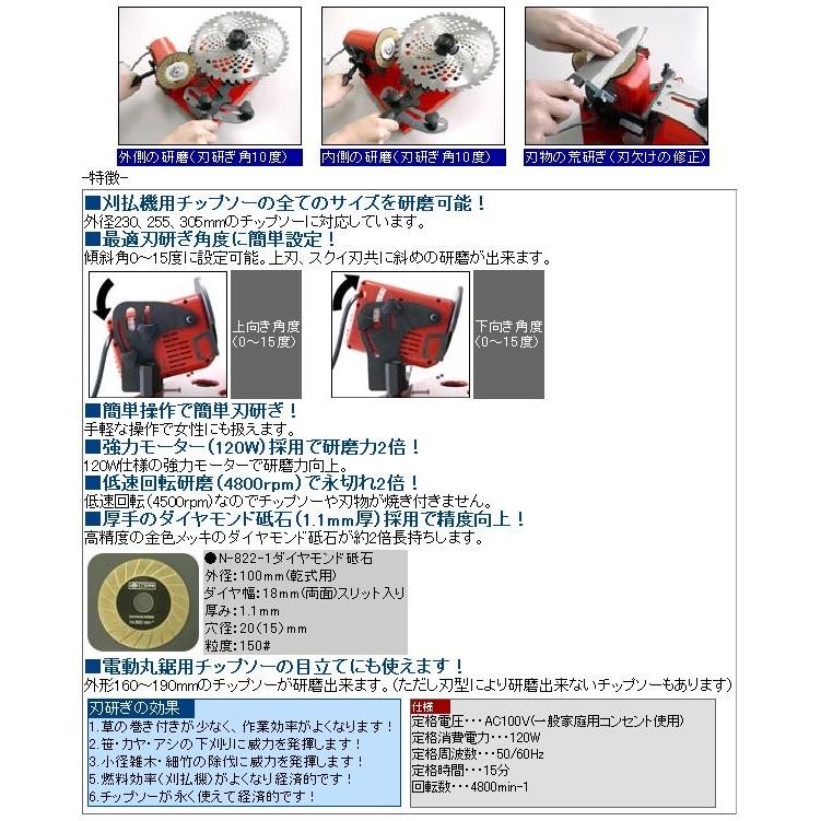 ニシガキ チップソー研磨機 刃研ぎ名人チップソー N−822