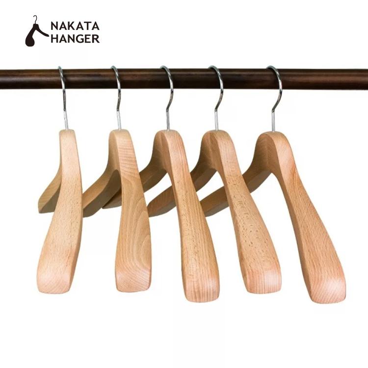 SET-104N：ｗ400/小さめメンズジャケットハンガー 5本組/ナチュラル　【ナカタハンガー 公式/国産木製ハンガー/中田工芸製/中田ハンガー】 | NAKATA HANGER