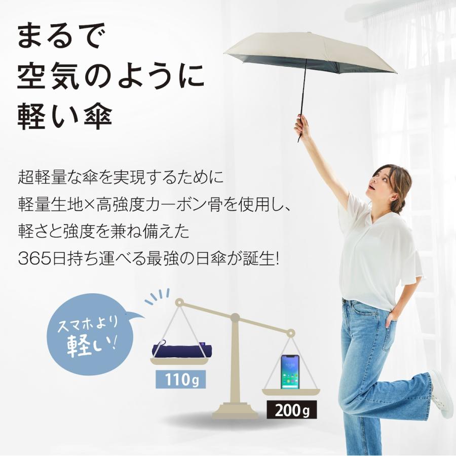 NaturalBasic 折りたたみ傘 日傘 完全遮光 超軽量 UVAir＋ 傘 折り畳み