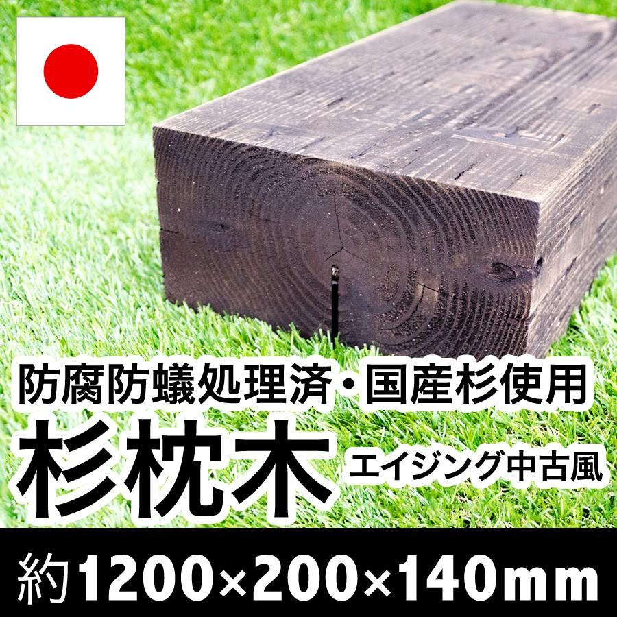 新品なのにアンティーク感たっぷり中古風仕上げ！国産枕木　白蟻対策済　約1200×約200×約140 選べる２色（チョコレート/ブラック）安心安全 防腐防蟻処理済　 |  | 07