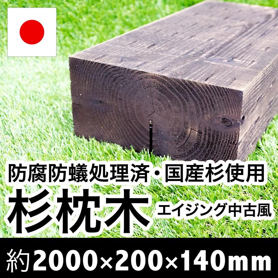 新品なのにアンティーク感たっぷり中古風仕上げ！国産枕木☆白蟻対策済◎約2000×約200×約140 選べる２色【チョコレート/ブラック】安心安全 防腐防蟻処理済　 |  | 07