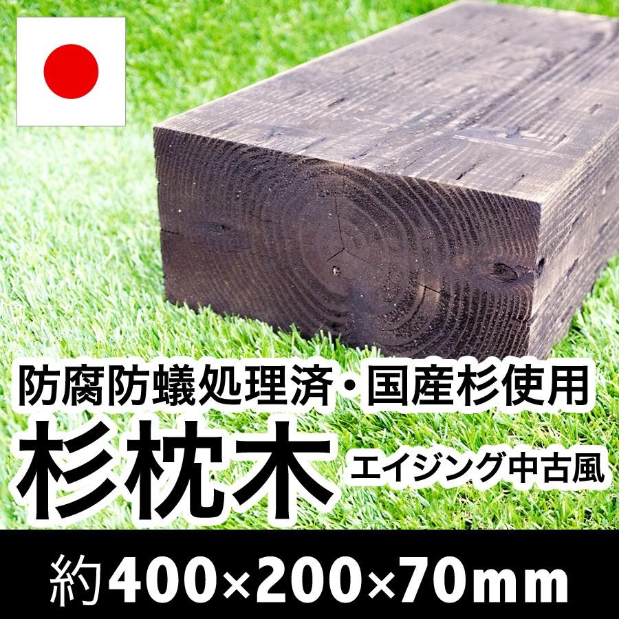 薄い枕木　アプローチやデッキ風に！【中古風】で綺麗なのにアンティークな風合い◎耐朽年数約20年白蟻対策済 約400×約200×約70ｍｍ 花壇枠/ステップ/土留 |  | 07