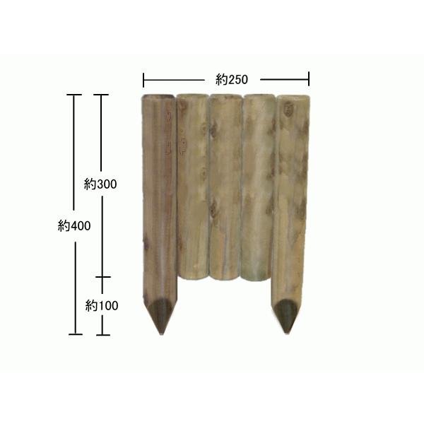 「夢花壇」花壇用連結丸太杭長さ約300mm×φ50mm（5本連結）塗装なしタイプ（防腐防蟻処理品）（ガーデニング/丸太/杭/囲い/仕切り/土留め/国産/杉材）｜nakataniweb｜02