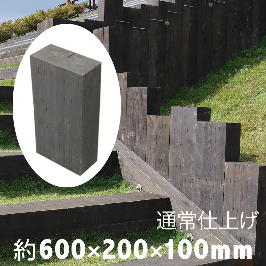 設置するなら天然木！国産枕木☆厚み10cmは扱いやすさが好評です！白アリ対策済◎約600×約200×約100　選べる２色【チョコレート/ブラック】防腐防蟻処理済品 | 
