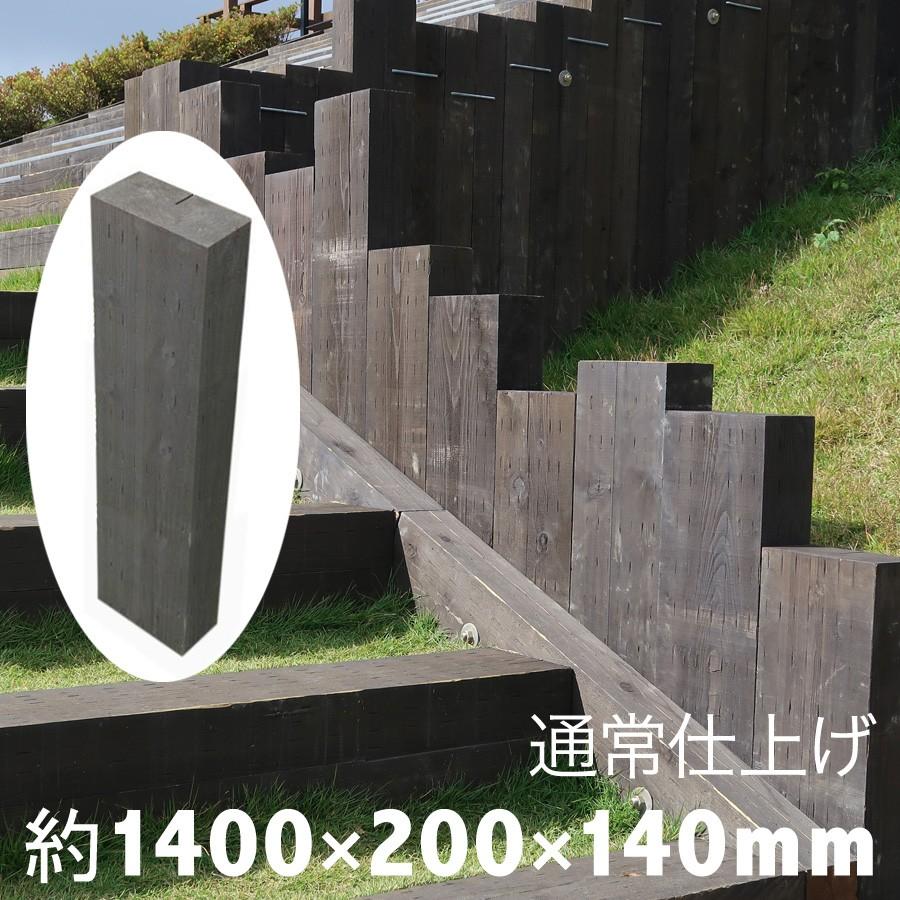 見栄え抜群！国産枕木　白アリ対策済　設置するなら天然木！約1400×約200×約140　選べる２色（チョコレート/ブラック）安心安全 防腐防蟻処理済品 | 