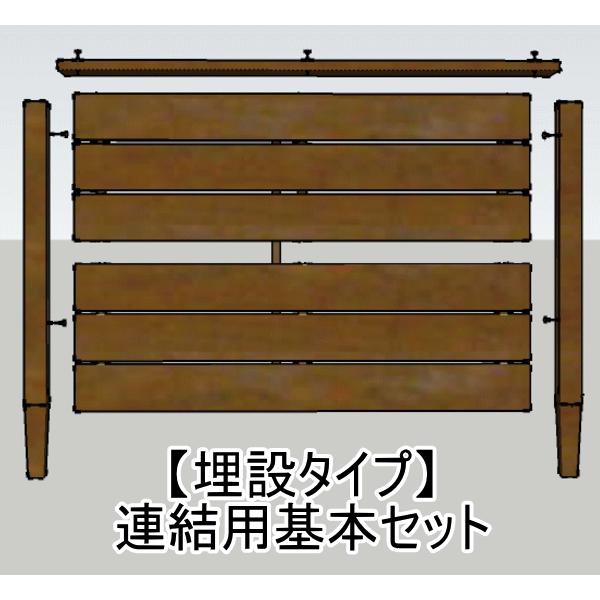 木製フェンス・ウッドフェンス・目隠しフェンス・ボーダーフェンス・横貼フェンス（組立品）（セット商品）（埋設タイプ）連結用基本セット |  | 03