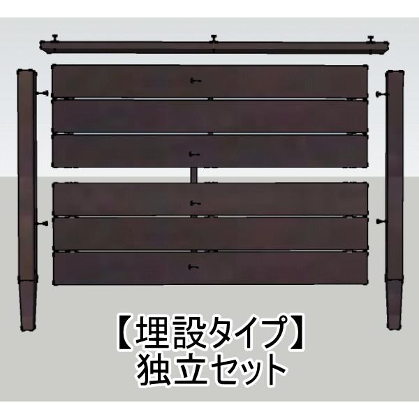 木製フェンス・ウッドフェンス・目隠しフェンス・ボーダーフェンス・横貼フェンス（組立品）（セット商品）（埋設タイプ）独立セット |  | 03