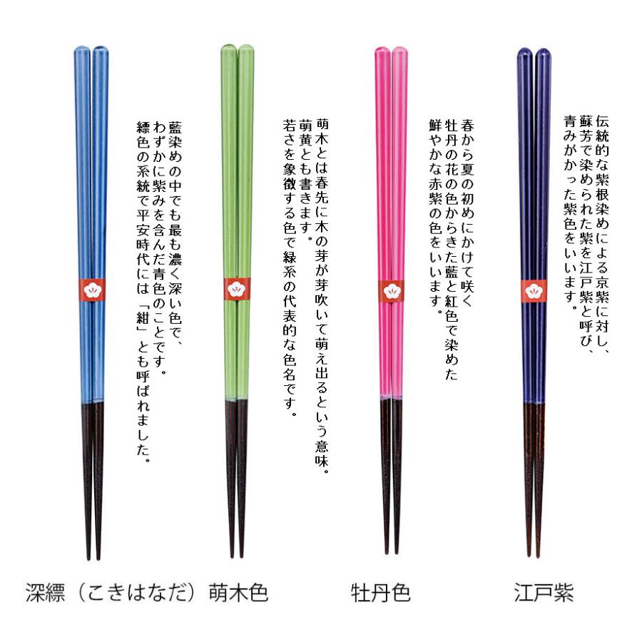 若狭塗 家庭用食洗器対応 日本製 にっぽんの伝統色箸 色透かし 全10色