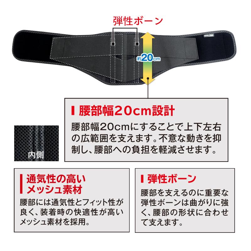 中山式 腰痛ベルト 腰サポーター ボディフレーム 腰用ワイド 20cm 日本