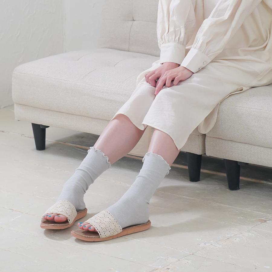 夏 靴下 WOOD WOOL さらさらオープントゥソックス 春 夏 靴下 足首 つま先