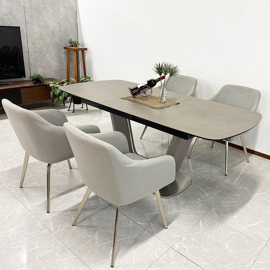 新品】セラミック ダイニングテーブルセット 4人掛け 伸長式 140 新品】セラミック ダイニングテーブルセット 4人掛け 伸長式 140