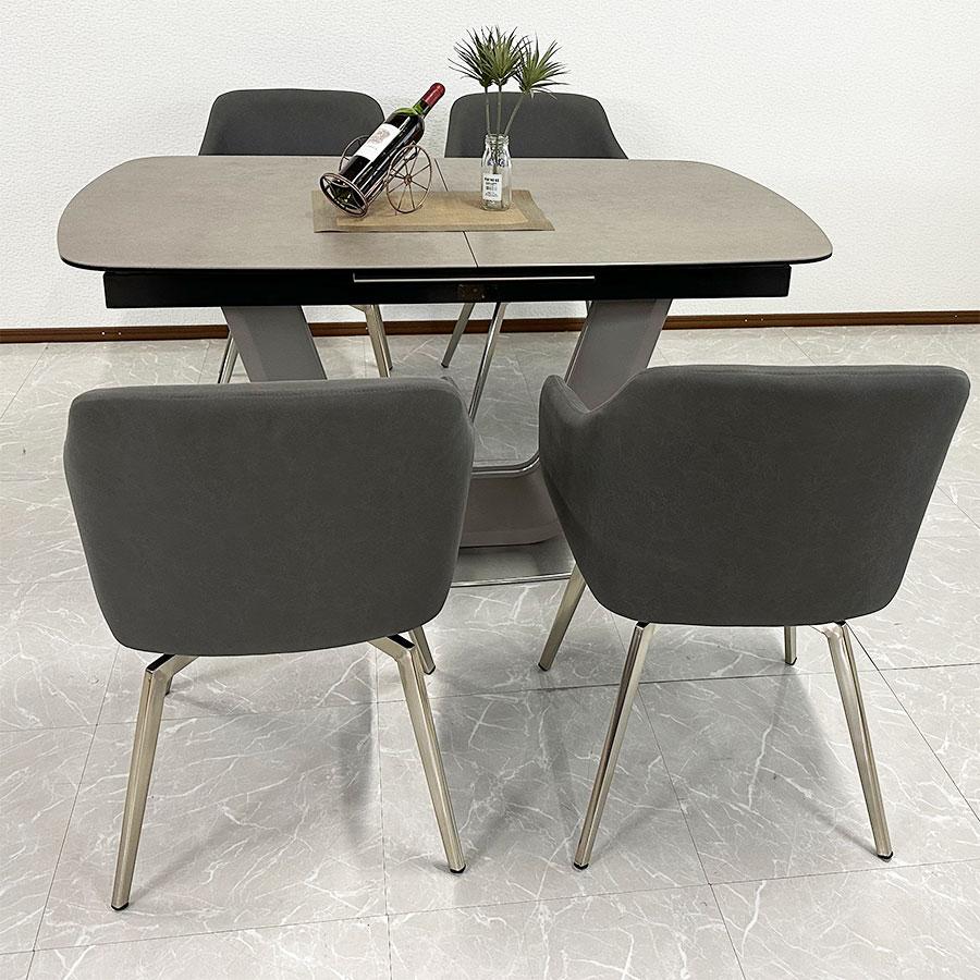 新品】セラミック ダイニングテーブルセット 4人掛け 伸長式 140 新品】セラミック ダイニングテーブルセット 4人掛け 伸長式 140