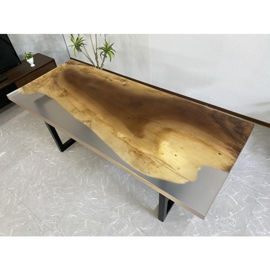 訳アリ レジンテーブル ダイニングテーブル クリア 幅199.5cm 天厚5.5 