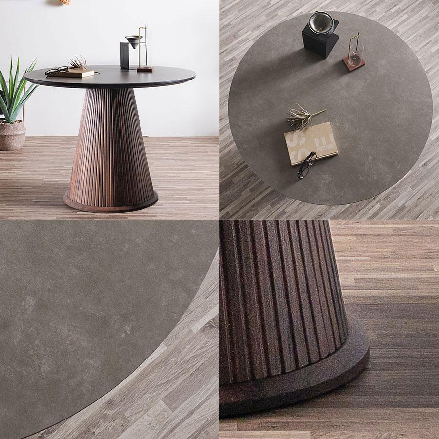 セラミックテーブル ダイニング 100cm 丸テーブル グレー ミモザ