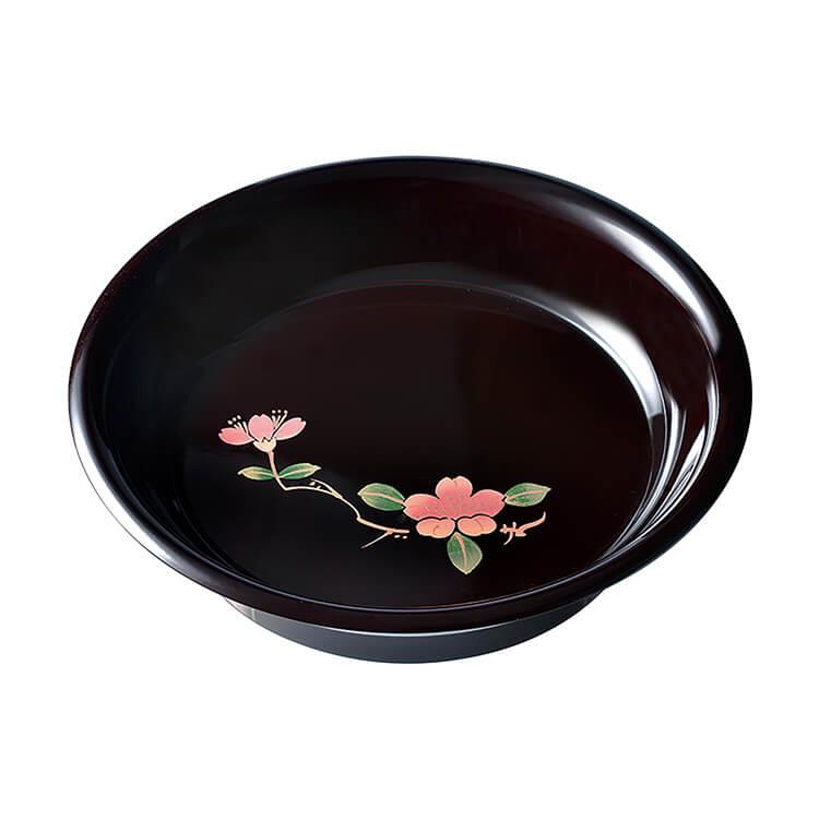 溜 椿鉢 山茶花 ユリア樹脂 カシュー塗装 菓子皿 菓子器 菓子鉢【25-38 