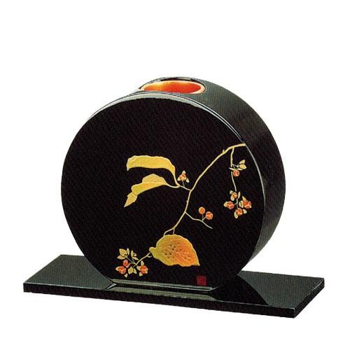 黒 丸型 花生け 夢あかり 台付 木質繊維(MDF)製 カシュー塗装  誕生日 米寿祝 花器 華道 生け花 年末 正月 ギフト【25-24-7】