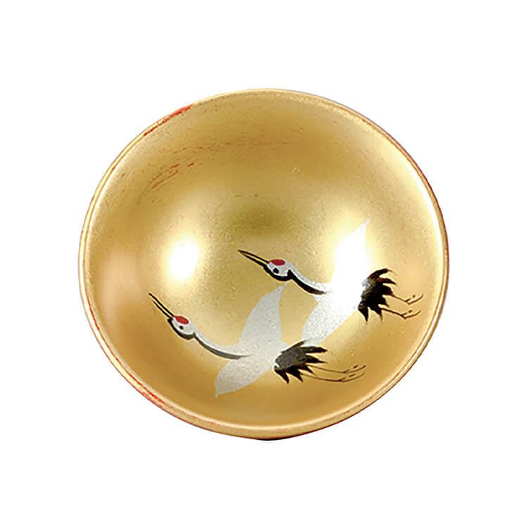 金地 1.8 小盃 2P 鶴亀(手描) 2客 酒器 天然木製 漆+ウレタン 合成塗料