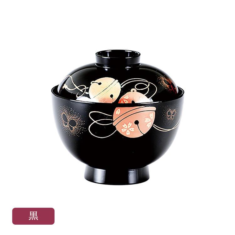 京 吸椀 鈴に蝶 全2種 フェノール樹脂製 ウレタン塗装 会津塗り 会津