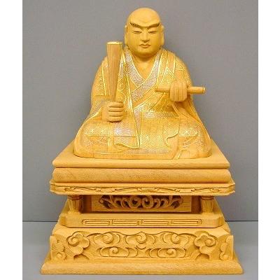日蓮聖人像 楠 2，0 仏像日蓮宗仏壇 仏具 切金プラチナ箔/本金箔 日蓮