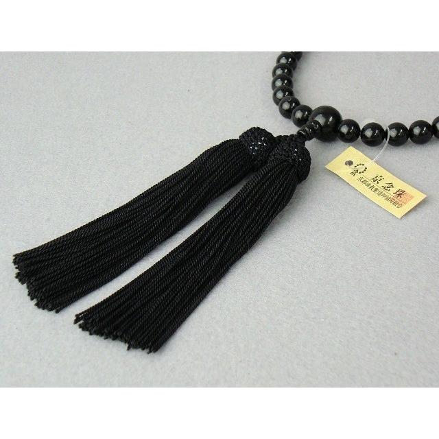 数珠 女性用 ジェット 共玉 8mm玉 正絹頭付房 黒 細桐箱入 送料