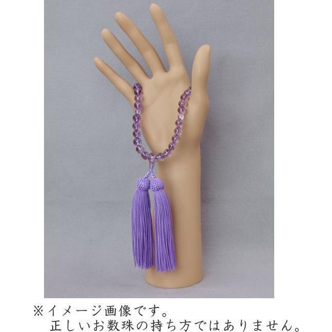 数珠 女性用 ローズアメジスト 共玉 8mm玉 正絹頭付房 藤 細桐箱入