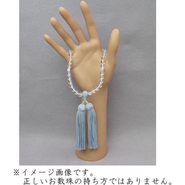 数珠 女性用 本水晶 アクアマリン 仕立 7mm玉 正絹頭付房 数珠 女性用 本水晶 アクアマリン 仕立 7mm玉 正絹頭付房