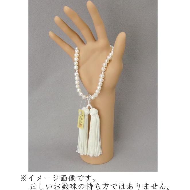 数珠 女性用 淡水真珠白 本水晶 仕立 8mm玉 正絹頭付房 白 細桐 数珠 女性用 淡水真珠白 本水晶 仕立 8mm玉 正絹頭付房 白 細桐