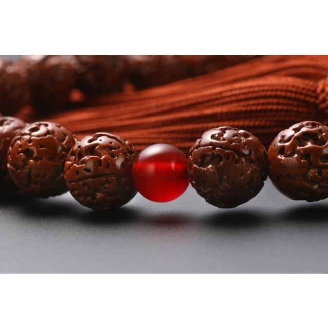 数珠 男性用 金剛菩提樹 瑪瑙 二天 22珠 正絹頭付房(房色:茶) 箱 数珠 男性用 金剛菩提樹 瑪瑙 二天 22珠 正絹頭付房(房色:茶) 箱