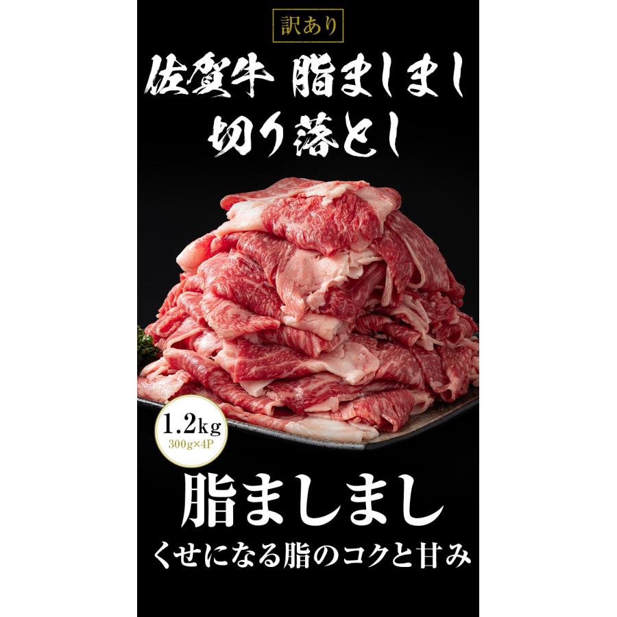 総合食肉卸中山家 訳あり 佐賀牛 脂ましまし切り落とし 1,2kg（300g×4