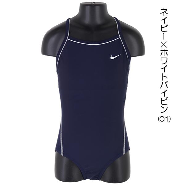 NIKE ナイキ 120-160cm スクール水着 ワンピース 水着 子供 キッズ 女児 紺 黒 カラーパイピン 入園 入学 通園 通学 水泳 【送料無料】｜nakayoshi2017｜02