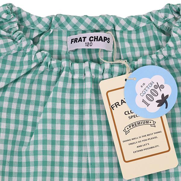 綿100％ ギンガムチェックスモック 110-160cm 小学校 中学校 子供 半袖