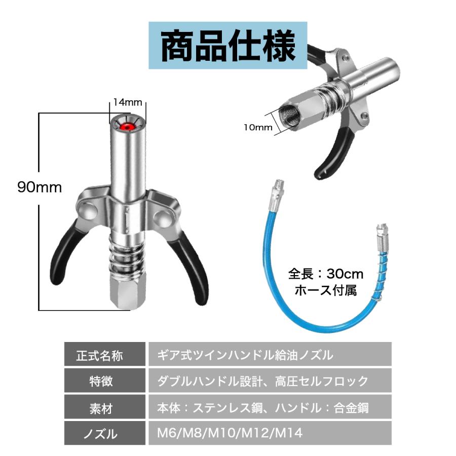 グリースガン カプラー ノズル グリースロックカプラー 高圧グリースノズル 重機 農機具 トラクター｜nakazi-shop｜09