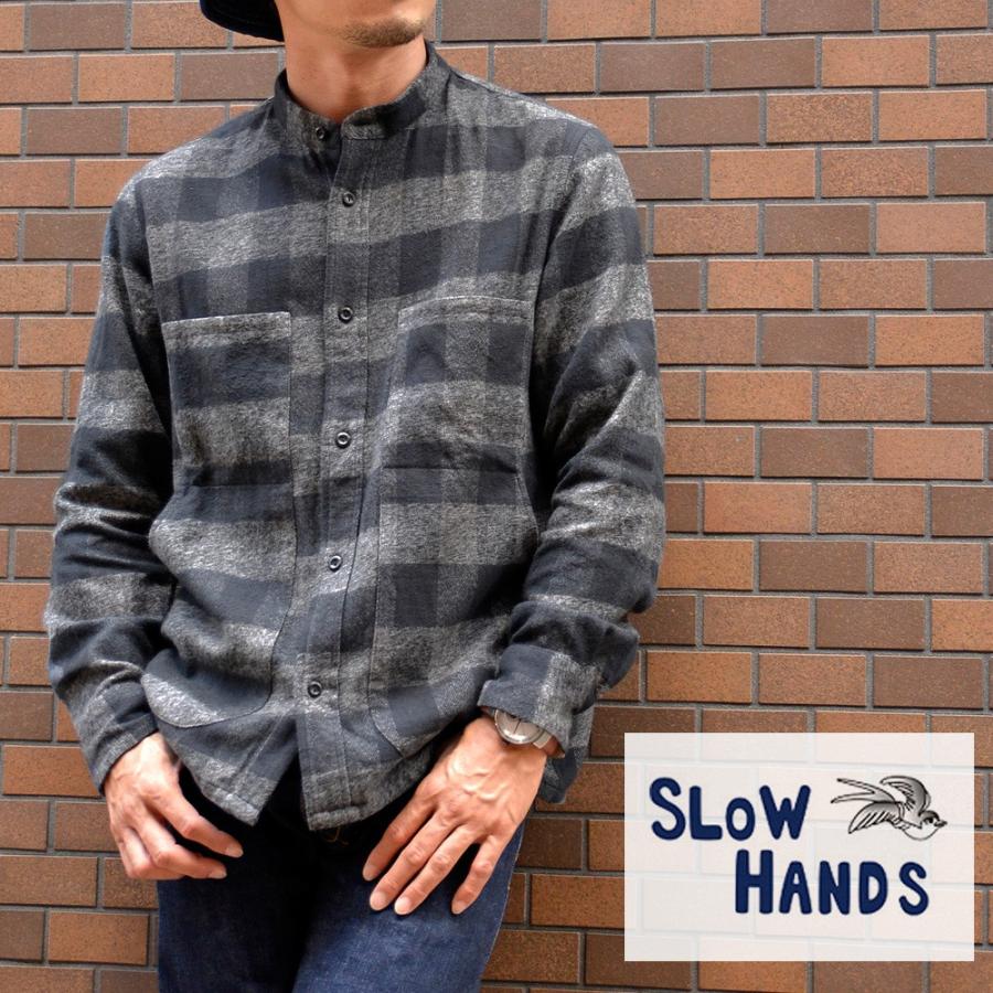 SLOW HANDS スロウハンズ メランジチェックノーカラーフォークシャツ Melange Check n c Folk メンズ レディース Nakota - 通販 - Yahoo ショッピング