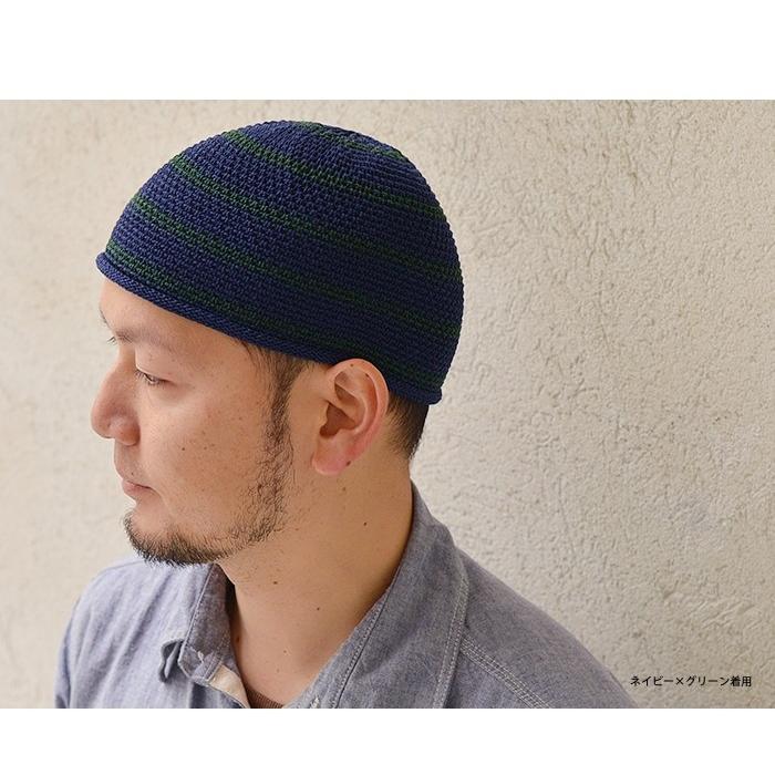 リネンボーダー イスラムワッチキャップ ビーニー 帽子 イスラム帽