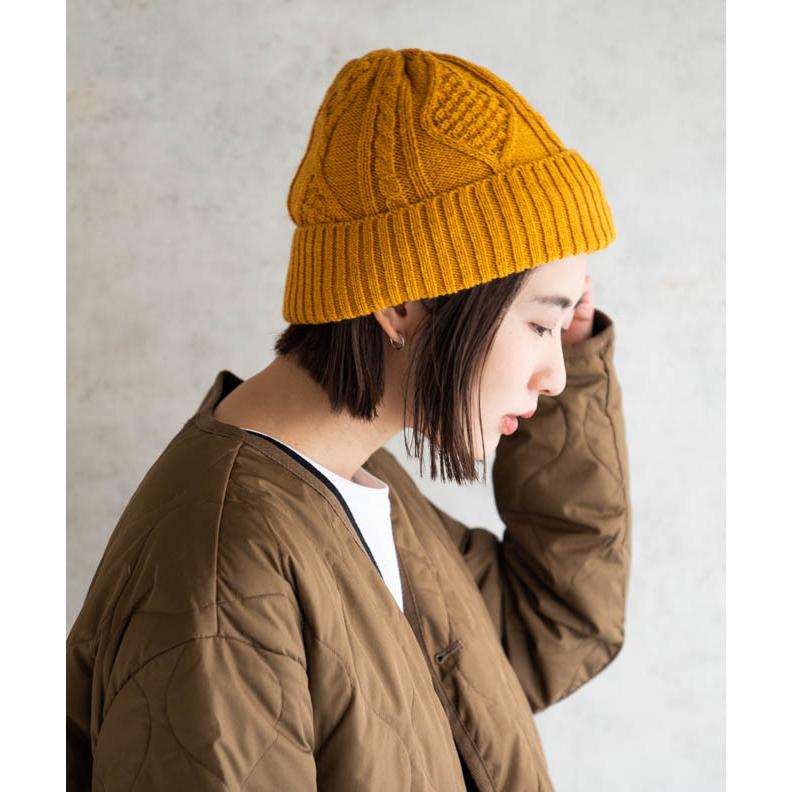 Nakota（ナコタ） F.borders ケーブルニットワッチ 裏ボア ニット帽