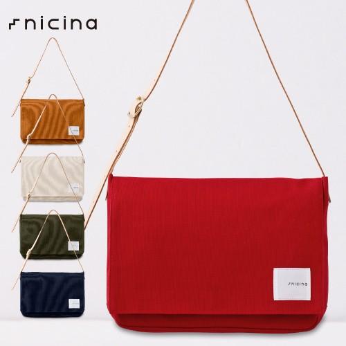 nicina (ニシナ) ショルダーバッグ M 使って気付く築く／信頼感。 キャンバス 帆布 バッグ 日本製 メンズ レディース 男女兼用 プレゼント 紫外線対策
