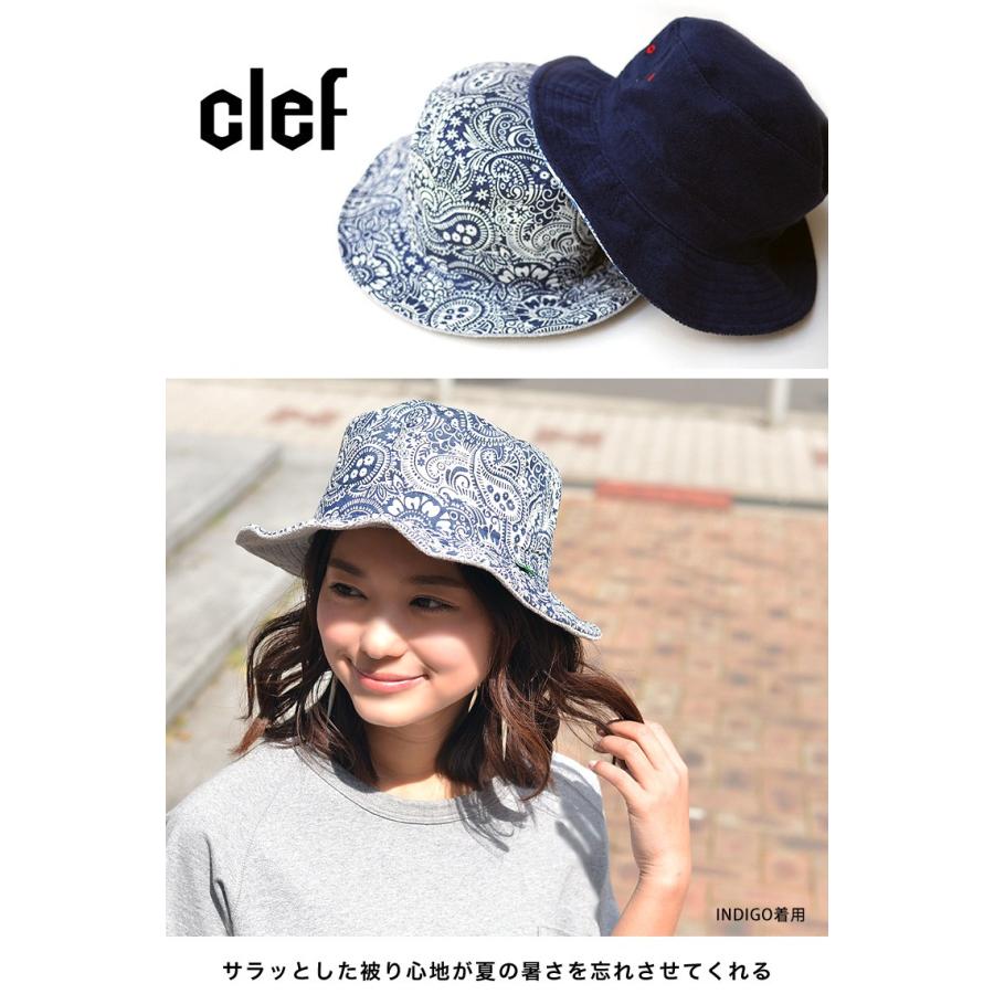 Clef（クレ） リバーシブル ペイズリー パイル バケットハット 帽子