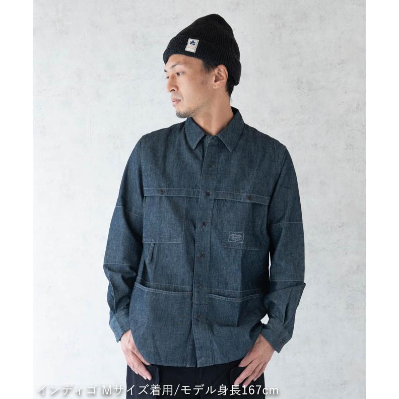 snow peak スノーピーク TAKIBI Light Denim Utility Shirt 焚火 デニム シャツ ジャケット キャンプ アウトドア 黒 インディゴ プレゼント 紫外線対策｜nakota｜03