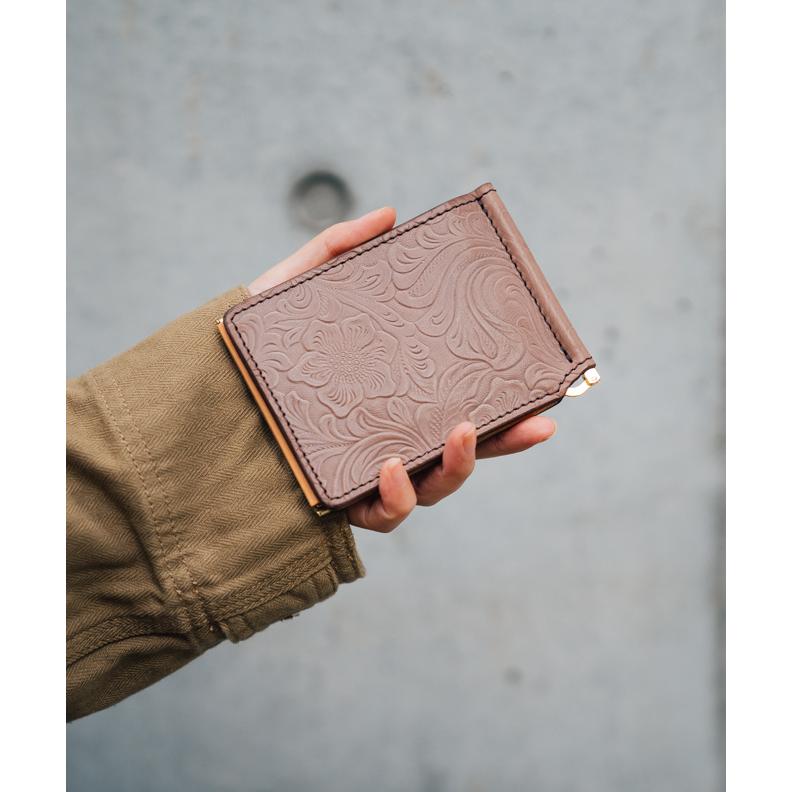 RE.ACT（リアクト） Re-ACT Flower Embossing Leather Money Clip