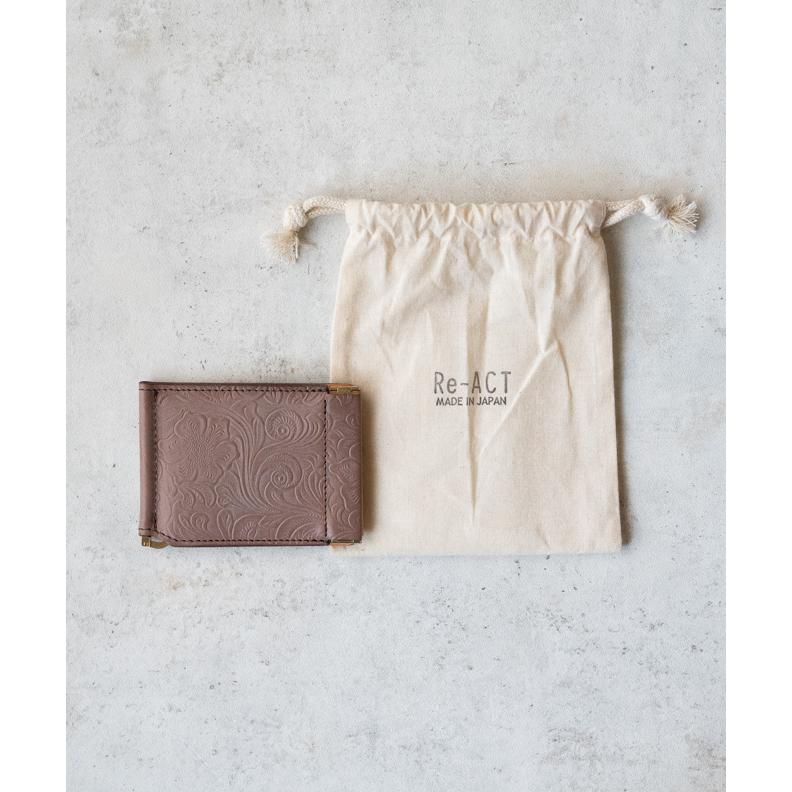 RE.ACT（リアクト） Re-ACT Flower Embossing Leather Money Clip