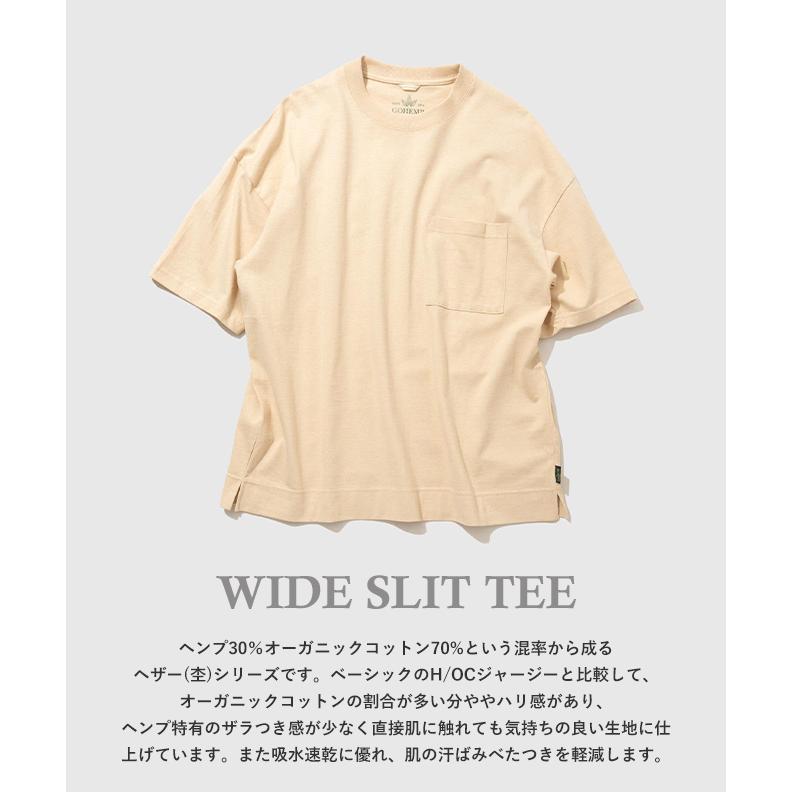 GOHEMP ゴーヘンプ WIDE SLIT TEE Tシャツ 半袖 無地 ポケット