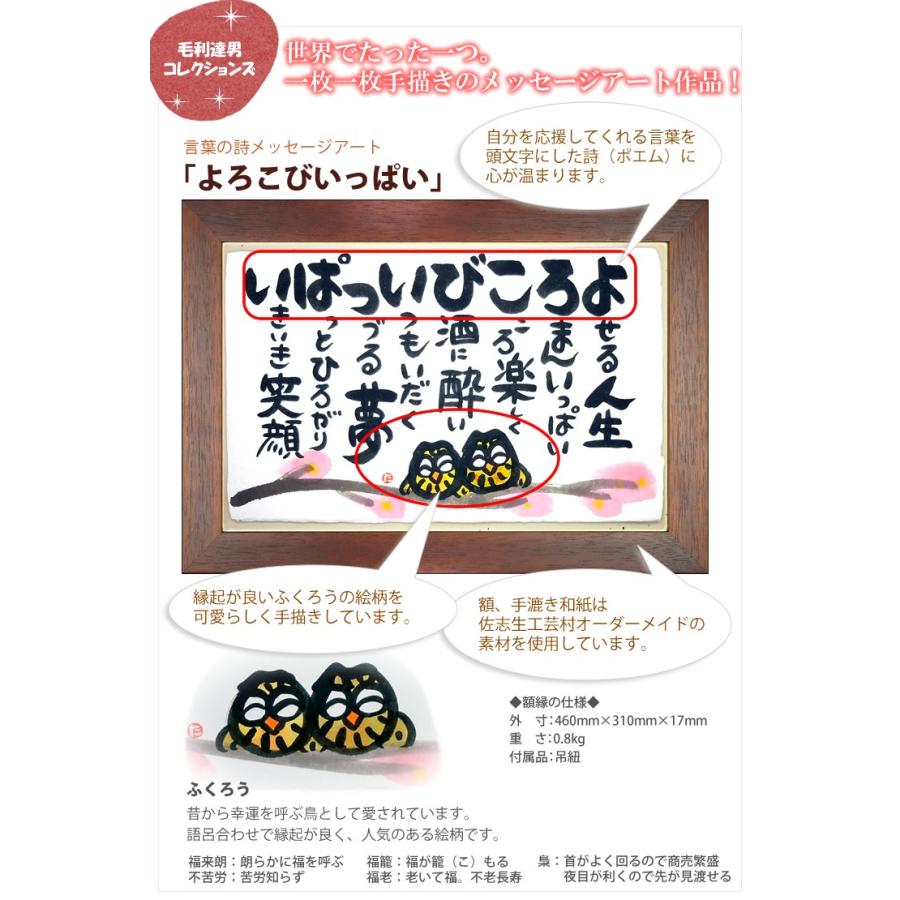 大人気の 感動 言葉の詩 毛利達男 よろこびいっぱい メッセージアート 日本画 ギフトラッピング 希望しない Www Asecomex Com
