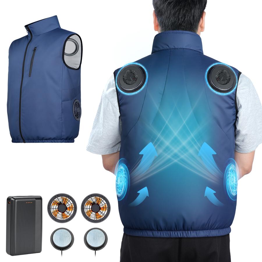 空調作業服 冷却ベスト【2026新登場 2つ冷却プレ一卜搭載 】-25℃瞬間冷却 2026新発売 冷却ベスト 空調作業服 通気 速乾 2つ冷却ブレート 作業服