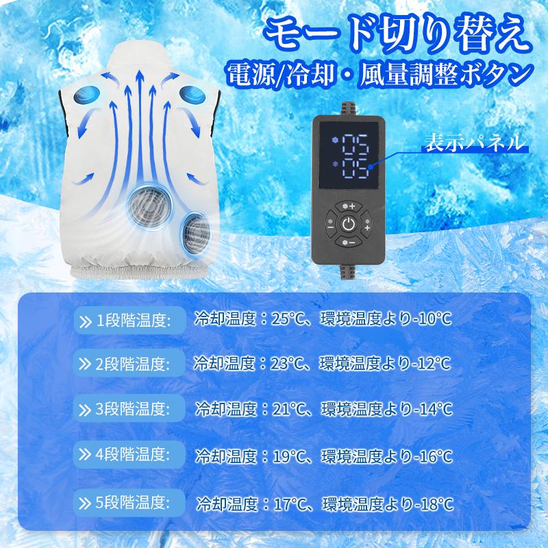 2025新発売 冷却ベスト 空調作業服 通気 速乾 2つ冷却ブレート 作業服 風量5段階調節 瞬間冷却 冷感温度 20000mAh ファン付き ベストフ 屋外作業 熱中症予防_14
