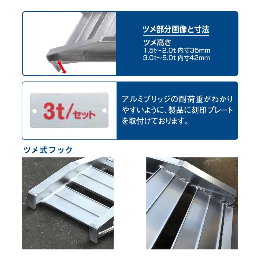 鹿児島発　アルミブリッジ270-30-1.2t/セット アルミブリッジ GP-270-30-2.0T 2トン(2t) 昭和ブリッジ ツメ式 全長