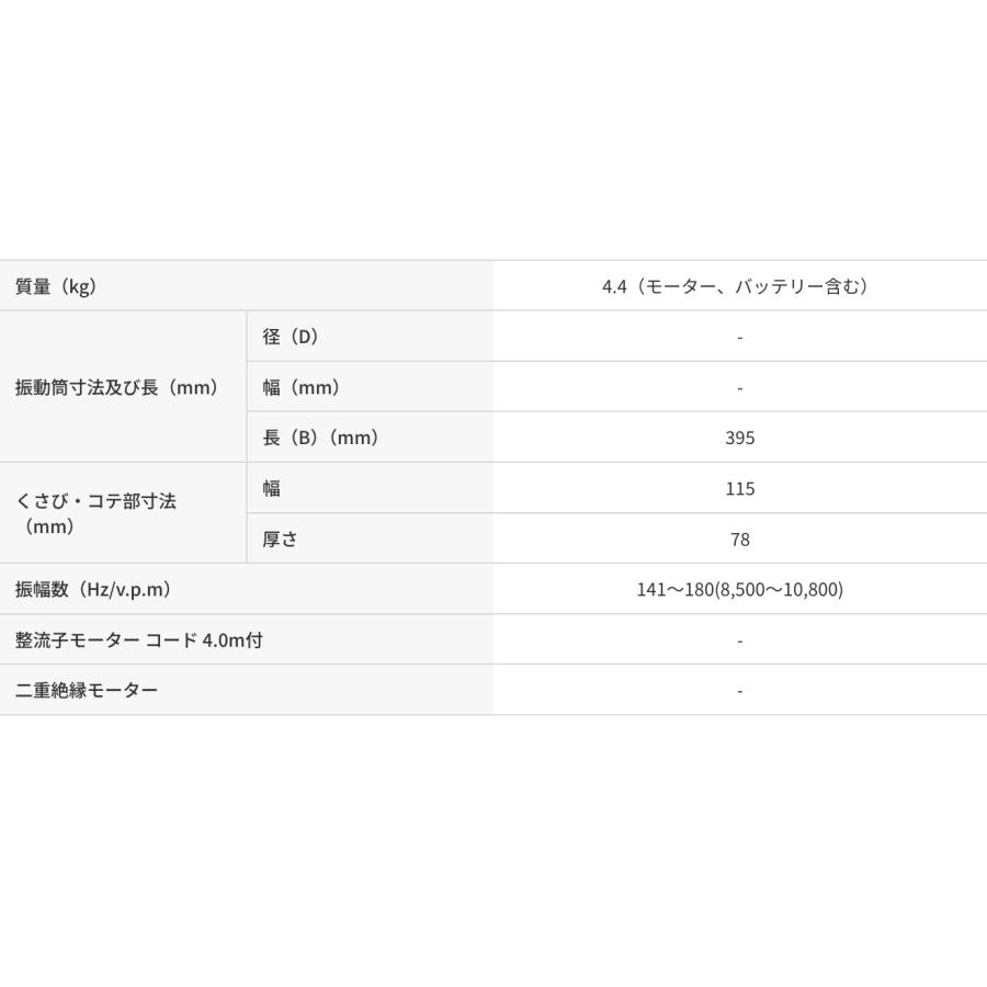充電式コテ型 コンクリートバイブレーター MUV-ZeF100A 三笠産業