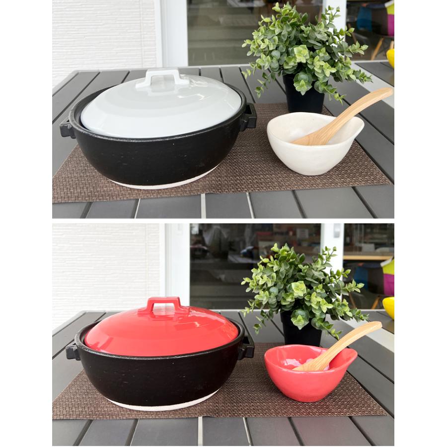 土鍋 結婚祝い プレゼント おしゃれ 鍋 炊飯 ご飯 ih対応 日本製 ごはん ギフト 選べるカラー プレーン 土鍋 8号 ガス＆IH対応 あすつく 速達 敬老の日の画像
