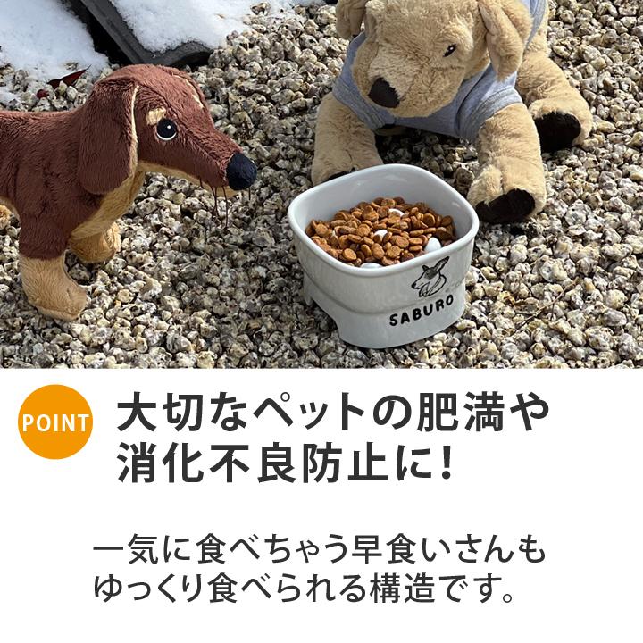 早食い防止 フードボウル 犬 猫 陶器 おしゃれ 日本製 食器 ペット 名入れ 送料無料 手描き 似顔絵 ゆるかわ 早食い防止 高台フードボウル 【中】｜name-yudachigama｜04