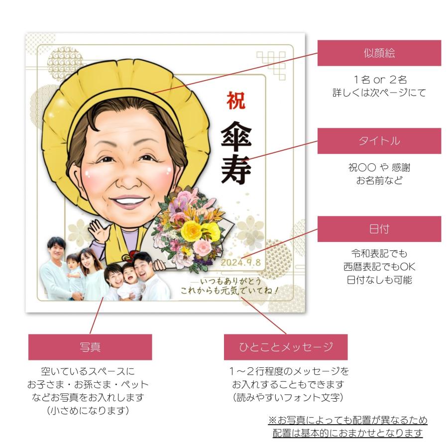 似顔絵 ギフト 写真入り ｜ 額縁付き 基本コース お孫さんや